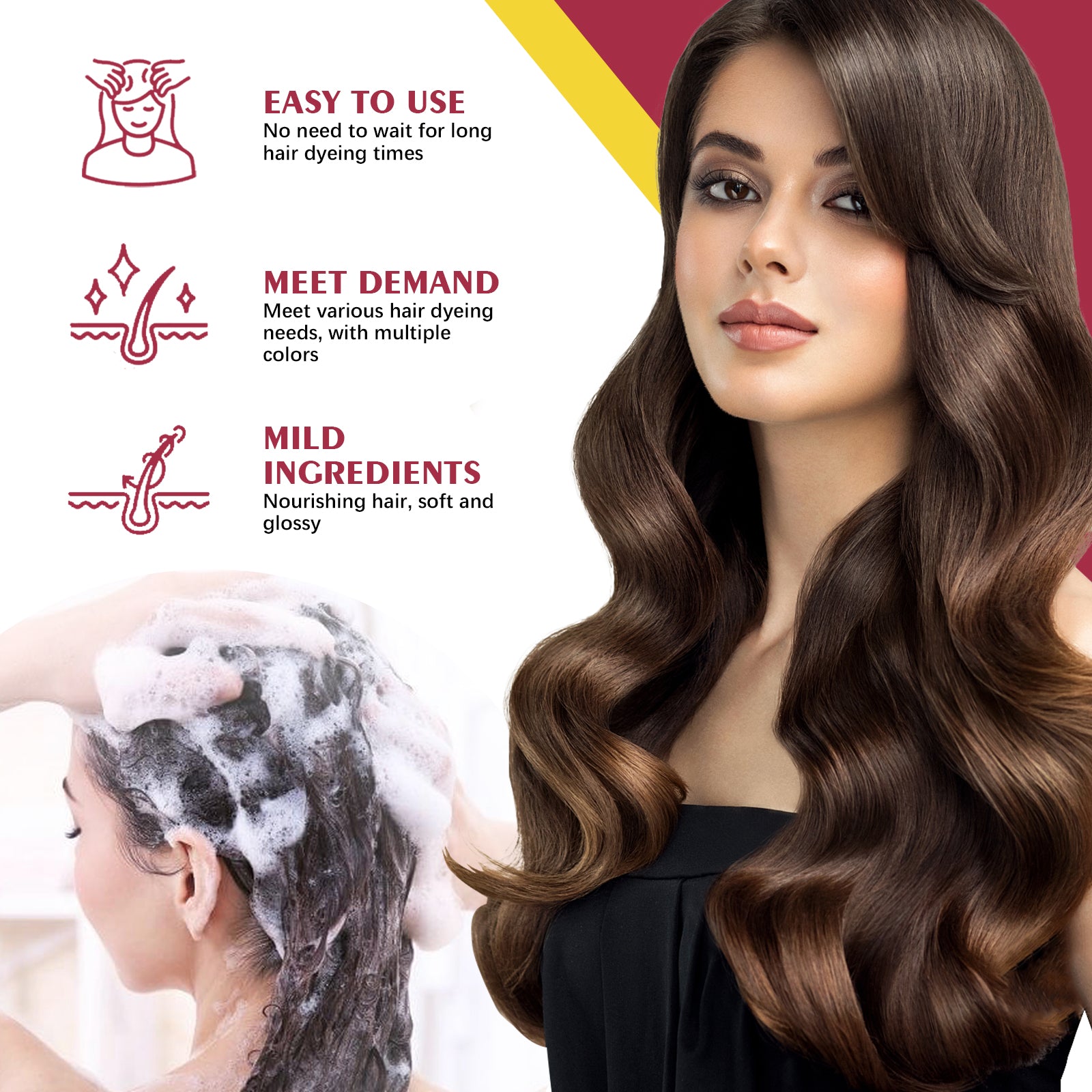 EELHOE Black Hair Dye Shampoo (Purple) Gentle No Stimulation Moisturizing Scalp Easy Color Change Hair Shampoo EELHOE Black Hair Dye Shampoo (Purple) Gentle No Stimulation Moisturizing Scalp Easy Color Change Hair Shampoo